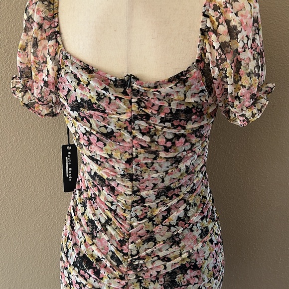 Floral print overlay mesh dress - Picture 8 of 14